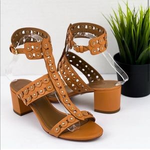 Aquazurra Stylish Tan Block Heel Sandals